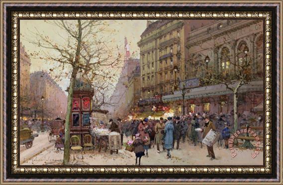 Eugene Galien-Laloue The Great Boulevards Framed Painting