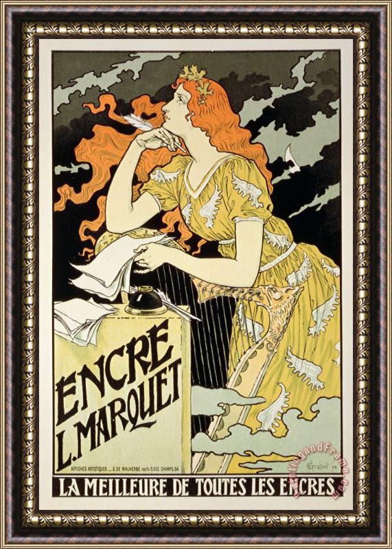 Eugene Grasset Reproduction of a Poster Advertising Marquet Ink 1892 Framed Painting