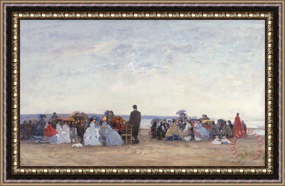 Eugene Louis Boudin Beach Scene near Trouville Framed Painting