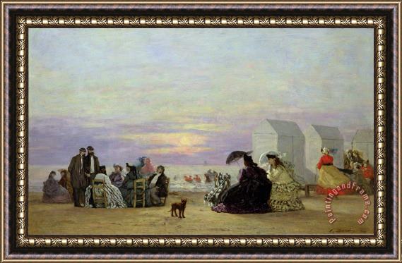 Eugene Louis Boudin Beach Scene Framed Painting