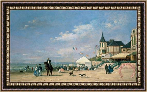 Eugene Louis Boudin The Beach at Trouville Framed Painting