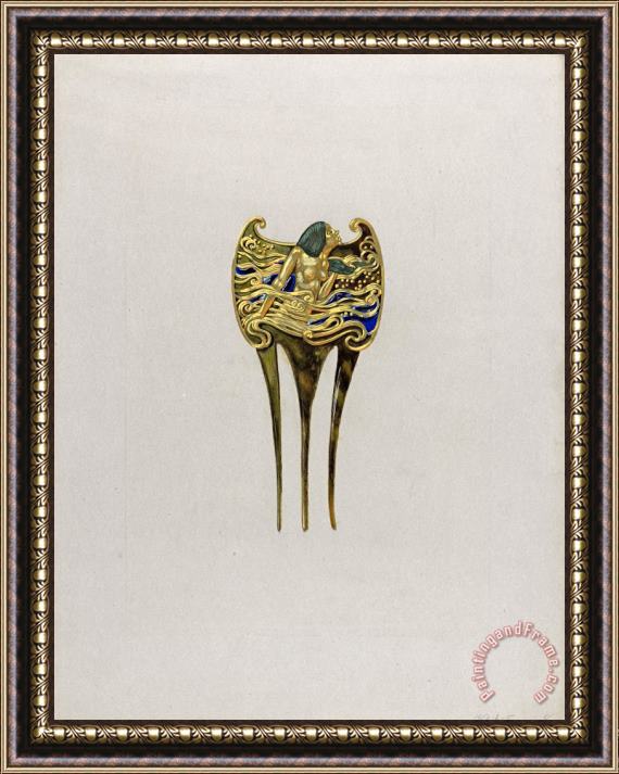 Eugene Samuel Grasset Design for a Nymph Comb Framed Painting
