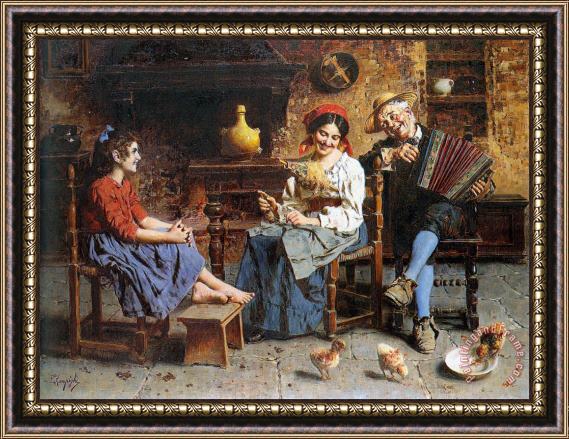 Eugenio Zampighi A Happy Tune Framed Painting