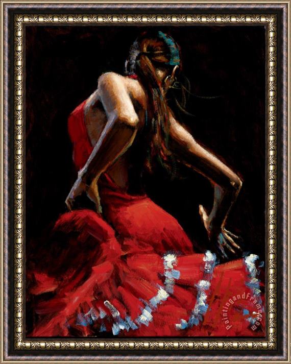 Fabian Perez Dancer in Red with White Framed Painting