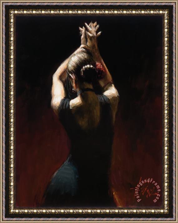 Fabian Perez Flamenco Dancer in Black Dress Framed Print