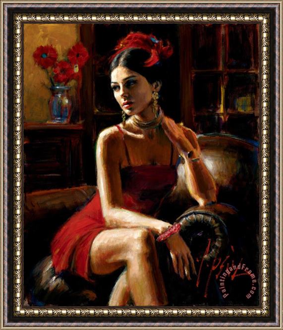 Fabian Perez Linda in Red II Framed Painting
