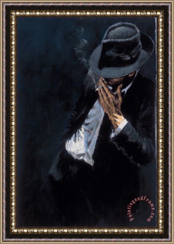 Fabian Perez Study for Man in Black Suit Framed Painting