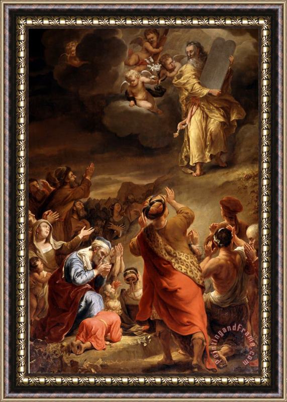 Ferdinand Bol Moses Descends From Mount Siniai with The Ten Commandments Framed Painting
