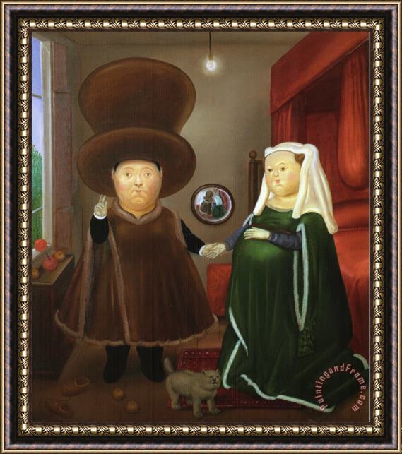 fernando botero After The Arnolfini Van Eyck 2 Framed Painting