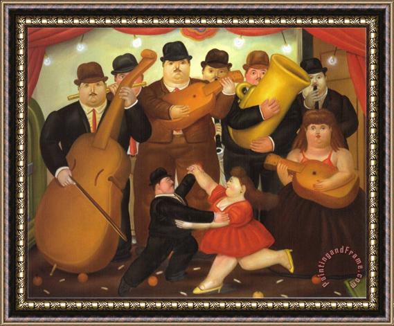 fernando botero Dance in Colombia Framed Painting