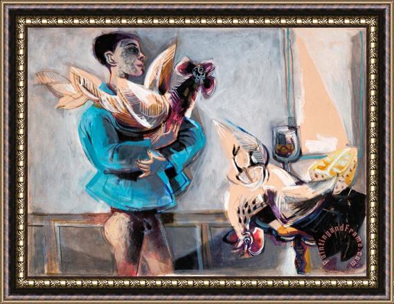 Fernando Botero Muchacho Con Un Gallo (boy And Rooster), 1956 Framed Painting