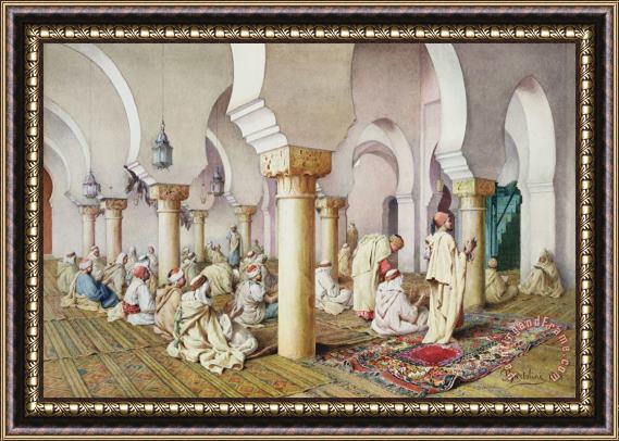 Filipo Bartolini or Frederico At Prayer in the Mosque Framed Painting