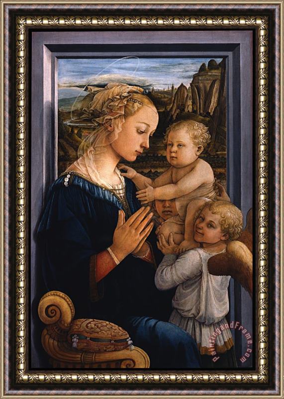 Filippo Lippi Madonna Col Bambino E Due Angeli Framed Painting