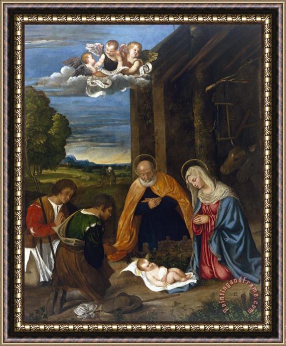 Francesco Vecellio The Nativity with Shepherds Framed Print