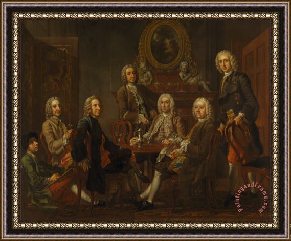 Francis Hayman Portrait of a Group of Gentleman, with The Artist Framed Print