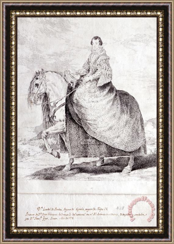 Francisco De Goya Isabel De Borbon, Queen of Spain, on Horseback Framed Print