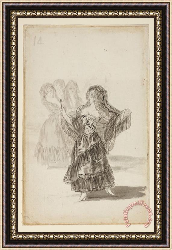 Francisco De Goya Two Majas Embracing (recto); Maja Parading Before Three Others (verso) Framed Print