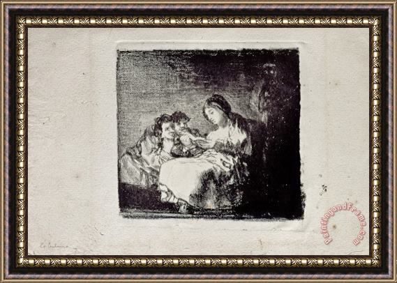 Francisco De Goya Woman Reading to Two Children Framed Painting