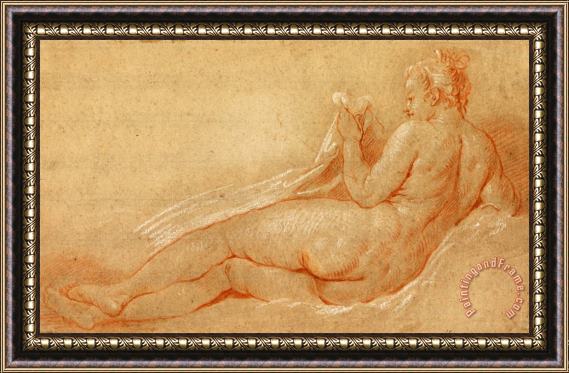 Francois Boucher Study for Reclining Nude Framed Painting