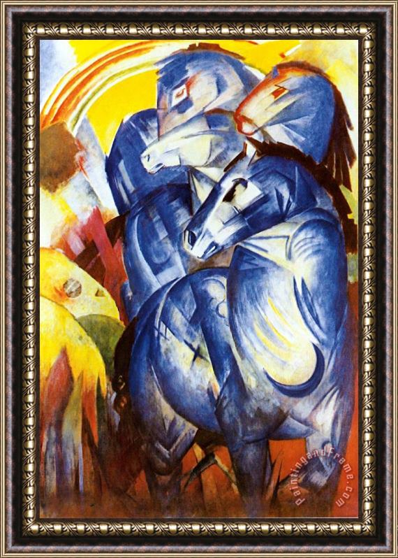 Franz Marc A Tower of Blue Horses Framed Painting