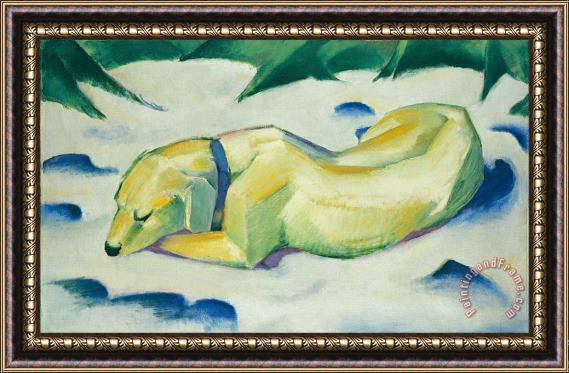 Franz Marc Dog Lying in The Snow Framed Print