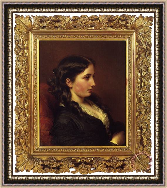Franz Xavier Winterhalter Study of a Girl in Profile Framed Print