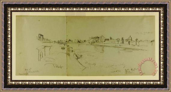 Frederic Edwin Church Drawing. Sketches From Rome. A. St. Peters And The Vatican Place Shown From The Northeast. B, C. ... Framed Painting