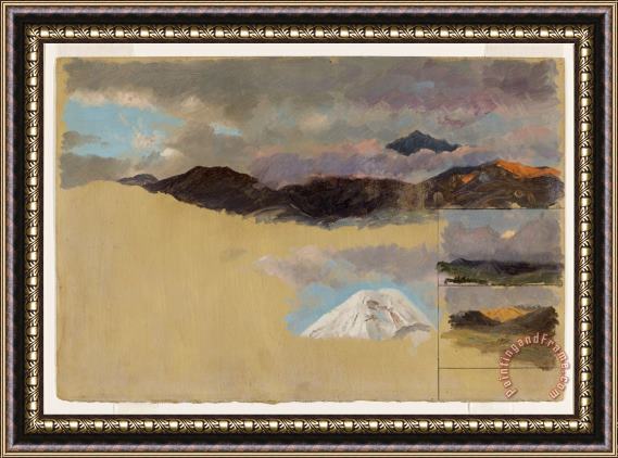 Frederic Edwin Church Studies of Mount Chimborazo, Ecuador Framed Painting