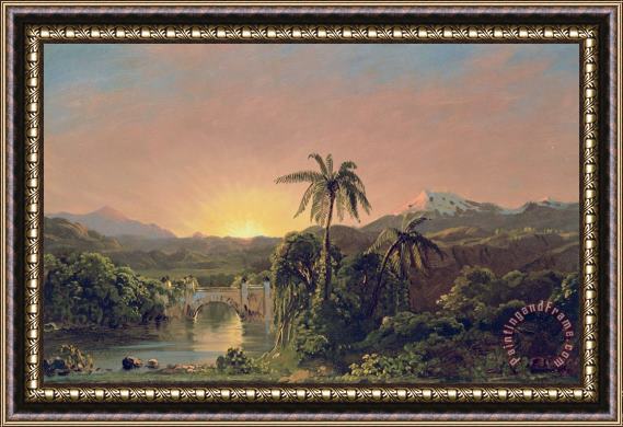Frederic Edwin Church Sunset in Equador Framed Painting