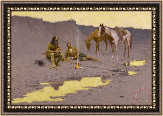 Frederic Remington A New Year on The Cimarron Framed Print