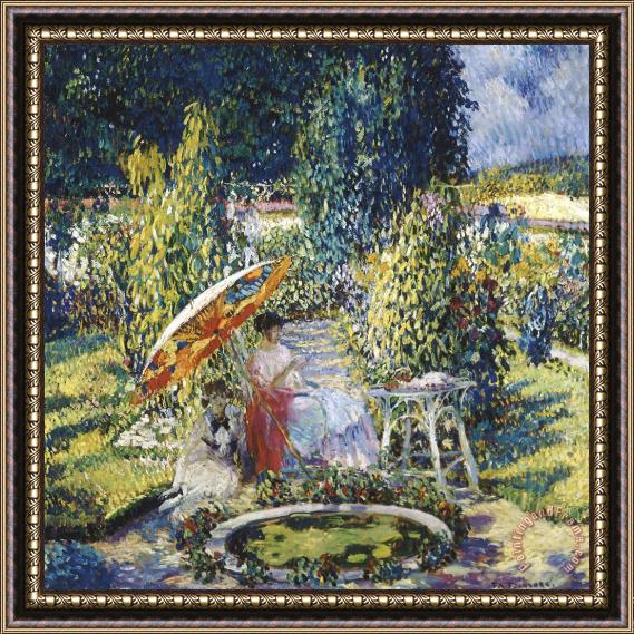 Frederick Carl Frieseke The Garden Umbrella Framed Painting