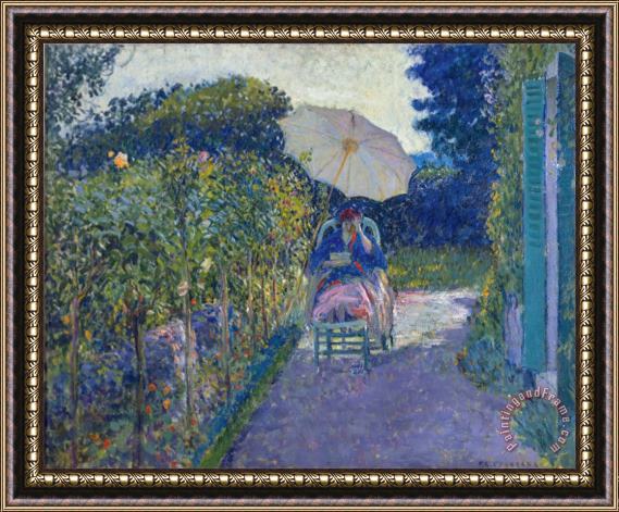 Frederick Carl Frieske Woman Seated in a Garden Framed Painting