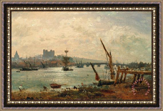 Frederick Nash Rochester Cathedral And Castle Framed Painting