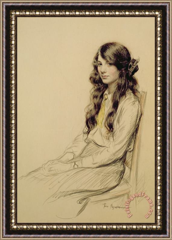 Frederick Pegram Portrait of a Young Girl Framed Painting