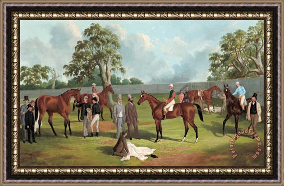 Frederick Woodhouse Group in The Dowling Forest Racecourse Enclosure, Ballarat, 1863 Framed Painting