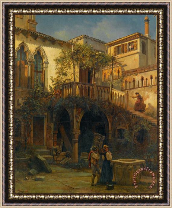 Friedrich Nerly The Younger Hof in Venedig Framed Painting