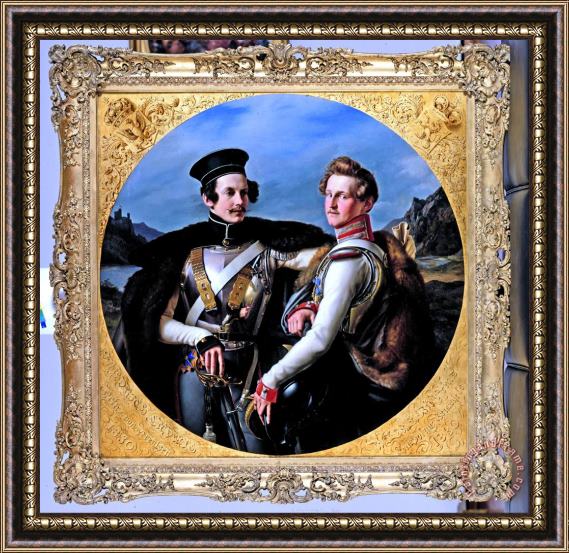 Friedrich Wilhelm Schadow Double Portrait of Princes Friedrich Wilhelm of Prussia And Wilhelm Zu Solms Braunfels in a Cuirassi... Framed Painting