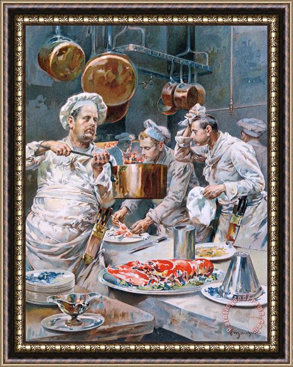 G Marchetti In the Kitchen Framed Painting