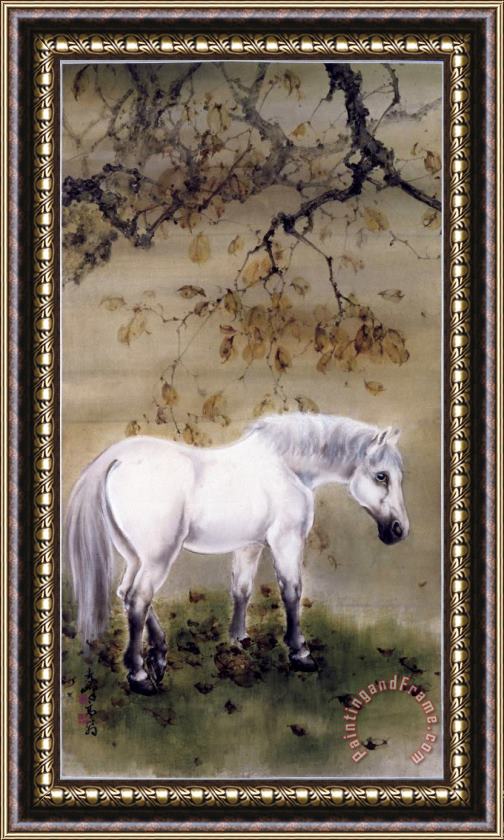 Gao Qifeng White Horse Framed Painting