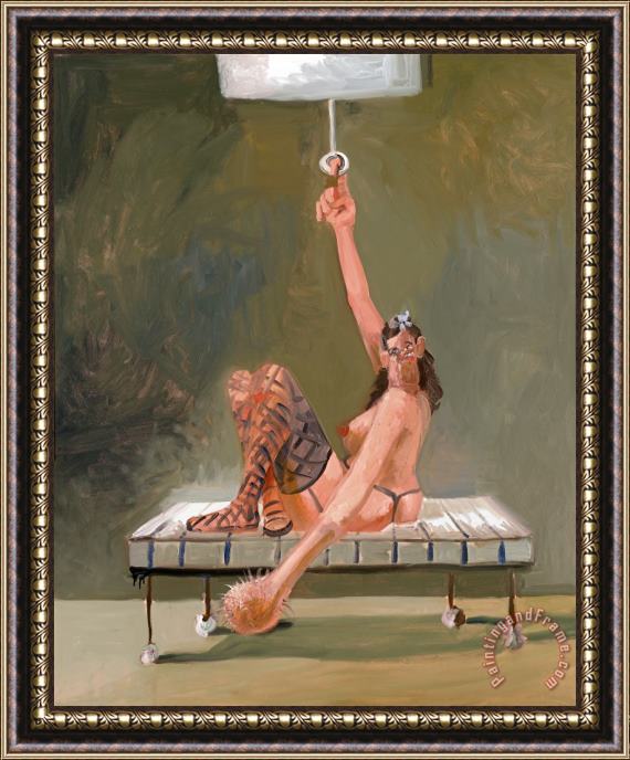 George Condo Reclining Female Figure Framed Painting