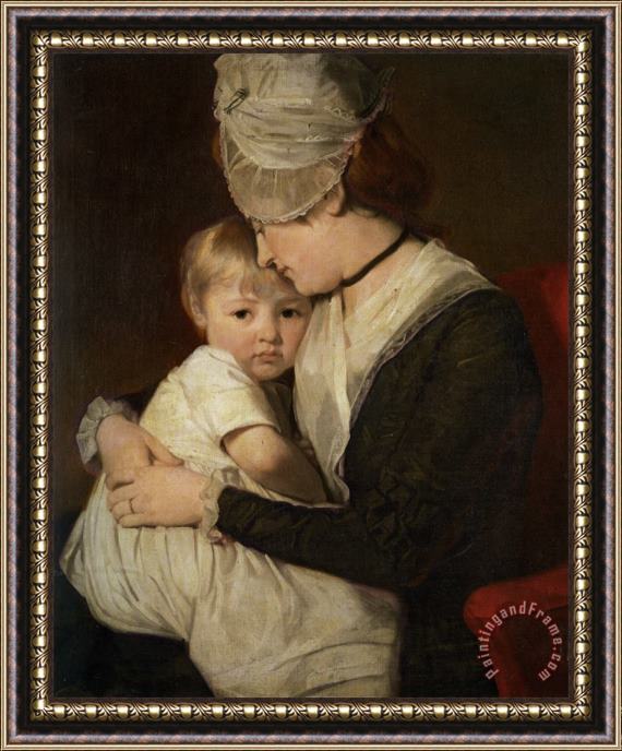 George Romney Portrait of Mrs Anne Carwardine And Her Eldest Son Thomas Framed Painting