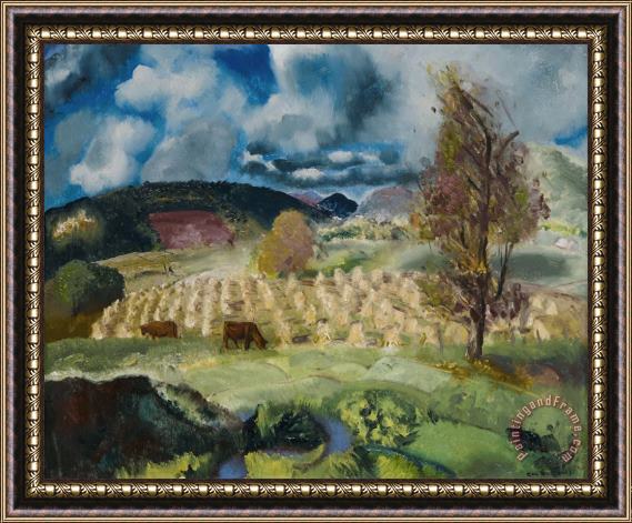 George Wesley Bellows Cornfield And Harvest Framed Print