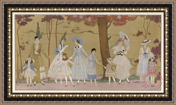 Georges Barbier Summertime Fashions for Women And Girls by Paquin Doucet Framed Painting