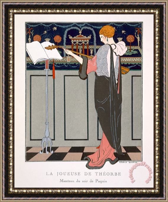 Georges Barbier The Theorbo Player Framed Painting
