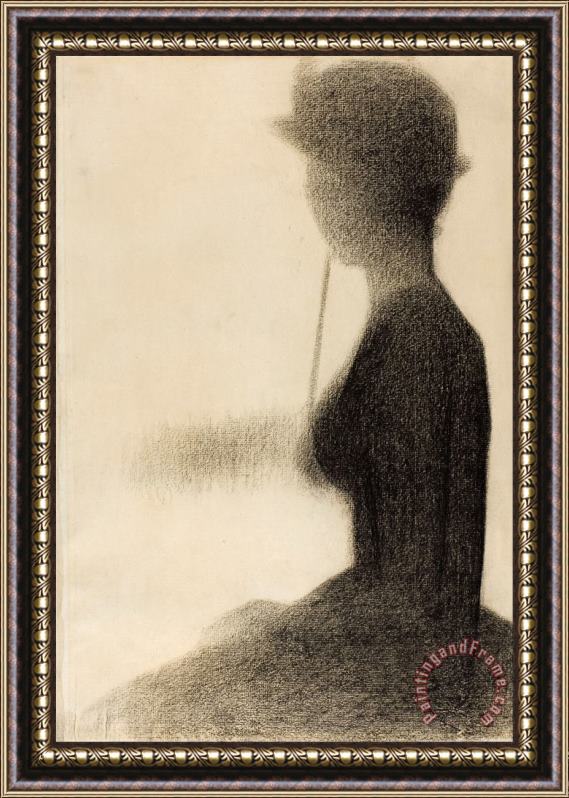 Georges Seurat Seated Woman with a Parasol (study for La Grande Jatte) Framed Painting