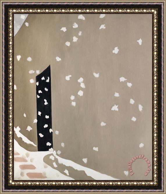 Georgia O'keeffe Black Door with Snow, 1953 1955 Framed Painting