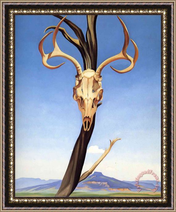 Georgia O'keeffe Deers Skull with Pedernal Framed Painting