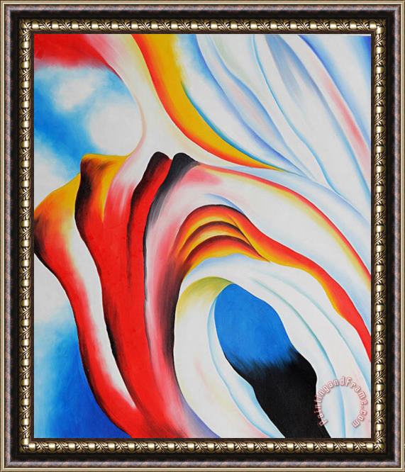 Georgia O'keeffe Music Pink And Blue II Framed Painting