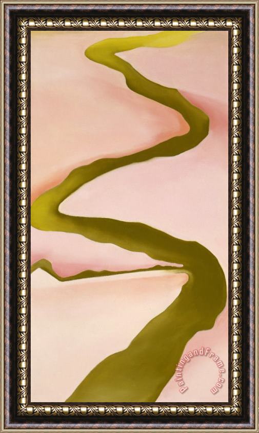 Georgia O'keeffe Pink & Green, 1960 Framed Painting