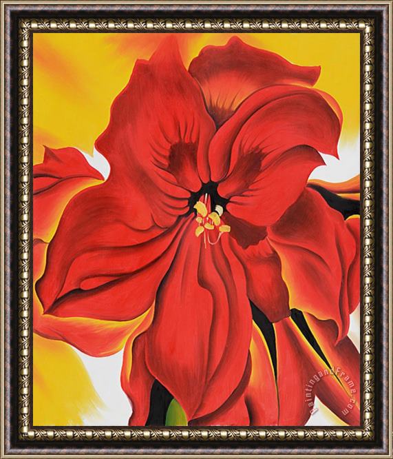 Georgia O'keeffe Red Amaryllis 2 Framed Painting